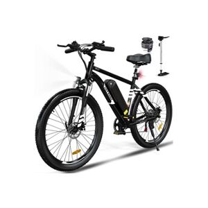 Hitway vélo électrique VAE, VTT électrique, 26 x 3.0 Ville E-Bike, Batterie au Lithium Amovible 48V15AH, Shimano 7 Vitesses Noir - Publicité