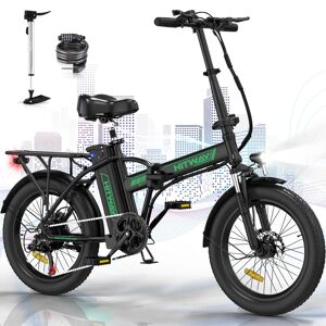 Vélo Électrique HITWAY 20 pouces Noir Vert 250W 36V 11.2Ah VTT Fat Bike Electrique Pliable - Neuf - Publicité