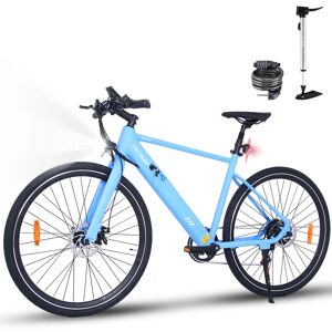 HITWAY Vélo Électrique, Ville E-Bike Vélo Électrique avec Batteries Amovibles au Lithium 36V 12Ah, Cadre en Aluminium, vélo de Montagne électrique 7 Vitesses, VTT Électrique pour Adultes, Autonomie 40-80km Bleu - Neuf - Publicité