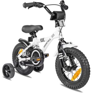 PROMETHEUS BICYCLES® Velo enfant 12 pouces, stabilisateurs blanc/noir