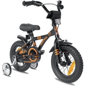 PROMETHEUS BICYCLES® Velo enfant 12 pouces, stabilisateurs noir mat/orange