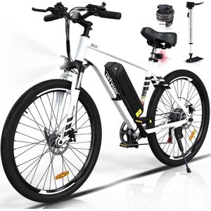 HITWAY Vélo Électrique 26  Blanc, VAE avec batterie amovible 36V/12AH, Shimano 7-Vitesses, VTT Ville E-Bike - Publicité