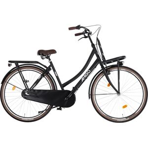 AMIGO Sturdy Vélo hollandais Vélo rétro Vélo pour femme Vélo de ville Avec 3 vitesses 28" 53 cm Frein à rétropédalage et frein en V Noir mat - Publicité