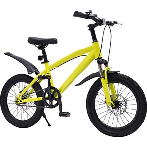 HauTour Vélo VTT de 18" pour enfant, pour garçons et filles, hauteur réglable, vélo d'extérieur pour enfants de 5 à 8 ans, jaune - Publicité