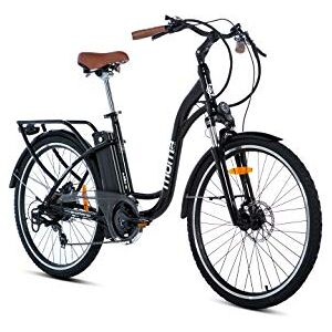 Moma bikes Vélo Electrique VAE De Ville, Ebike-26.2, Aluminium, Shimano 7 Vitesses, Freins a Disque Hydraulique Bat. ION Lithium 36V 6Ah - Publicité