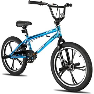 HH HILAND Hiland Vélo BMX 20" 5 rayons pour enfants garçons et filles à partir de 7 à 13 ans, rotor freestyle à 360 °, 4 pegs BMX pour enfants, bleu - Publicité