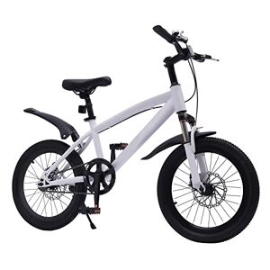 HauTour Vélo VTT de 18" pour enfant, pour garçons et filles, hauteur réglable, vélo d'extérieur pour enfants de 5 à 8 ans, blanc - Publicité