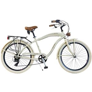 Via Veneto by Canellini Bici Vélo Citybike Byciclette CTB Homme Vintage Retro Via Veneto American Cruiser Aluminium (Beige) - Publicité