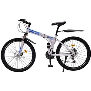 Akuoyiexemye VTT pliable 26" 21 vitesses réglables Avec double frein à disque Vélo de course pliant en acier au carbone Maximum 120 kg Bleu - Publicité