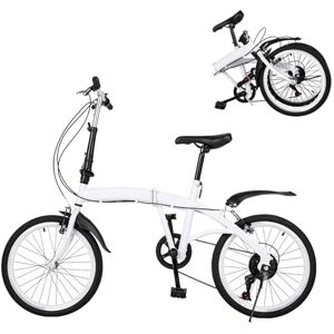 TESUGN Vélo pliable de 20 pouces, 7 vitesses, vélo pliant pour adulte, blanc, double frein en V, vélo pliable en hauteur, vélo de camping, vélo de ville, hauteur réglable - Publicité