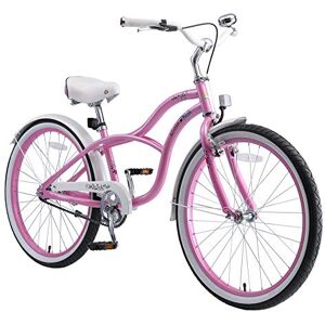 BIKESTAR Vélo Enfant pour Garcons et Filles de 10-13 Ans   Bicyclette Enfant 24 Pouces Cruiser avec Freins   Turquoise & Berry - Publicité