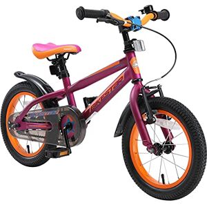 BIKESTAR Vélo Enfant pour Garcons et Filles de 4-5 Ans   Bicyclette Enfant 14 Pouces VTT avec Freins   Berry & Orange - Publicité