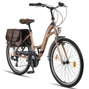 Licorne Bike Stella Plus Premium City Bike en aluminium 26" et 28" pour filles, garçons, hommes et femmes – 21 vitesses – Vélo hollandais StVZO (or, 26") - Publicité