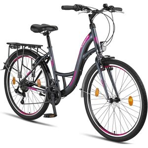 Licorne Bike Stella Premium City Bike 24" – Vélo pour fille, garçon, homme et femme – 21 vitesses – Vélo hollandais – Anthracite (26", anthracite) - Publicité