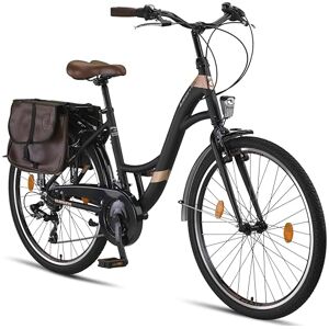 Licorne Bike Stella Plus Premium City Bike en aluminium 26" pour filles, garçons, hommes et femmes, 21 vitesses, vélo hollandais (26", noir) - Publicité