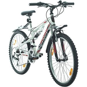 Multibrand Distribution Probike Speed ​​24 Pouces VTT Tout Suspendu 18 Vitesses, vélo Garçon, vélo Fille Adapté de 130-155 cm (Blanc Rouge Mat) - Publicité