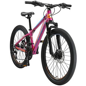 BIKESTAR VTT Vélo Tout Terrain 24" pour Enfants de 10-13 Ans   Bicyclette Cadre 12.5 Pouces 21 Vitesses Shimano, Hardtail, Freins Disc   Berry - Publicité