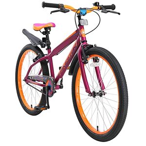 BIKESTAR Vélo Enfant pour Garcons et Filles de 10-13 Ans   Bicyclette Enfant 24 Pouces VTT avec Freins   Berry & Orange - Publicité