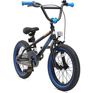 BIKESTAR Vélo Enfant pour Garcons et Filles de 4-5 Ans   Bicyclette Enfant 16 Pouces BMX avec Freins   Noir & Bleu - Publicité