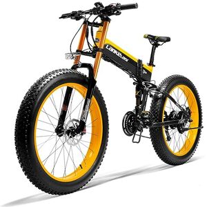 Kinsella XT750 Plus VTT électrique Tout Suspendu, 27 Vitesses, vélo de Montagne Pliant de 26 Pouces, Batterie 48 V 17,5 Ah (Jaune) - Publicité