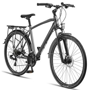 Licorne Bike Vélo de trekking de qualité supérieure 28" Frein à disque en aluminium Pour garçons, filles, femmes et hommes 21 vitesses VTT Vélo cross (homme, titane) - Publicité
