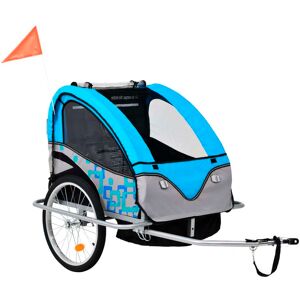 91377 vidaXL Remorque de vélo et poussette 2-en-1 bleu et gris - Publicité