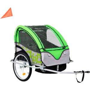 91378 vidaXL Remorque de vélo et poussette 2-en-1 vert et gris - Publicité