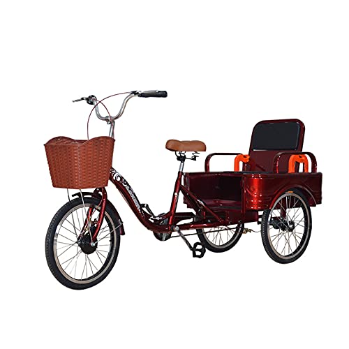 NOALED Luxe driewielige fiets, 20 inch volwassen driewieler, enkele snelheidsfiets met achterbank, driewielige fietsen voor senioren L197CM*96CM