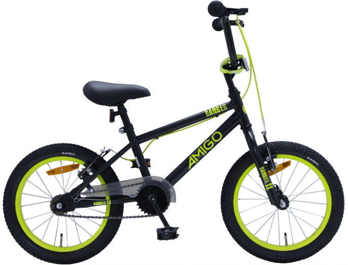 AMIGO BMX Danger 16 Inch 25,4 cm Junior V Brakes Zwart/Geel