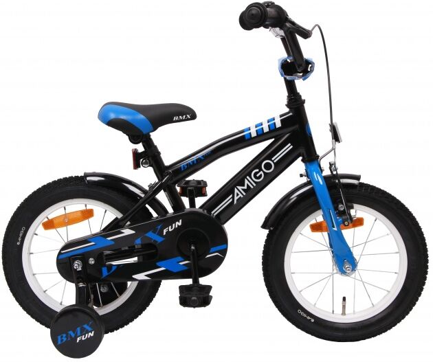 AMIGO BMX Fun 14 Inch 21 cm Jongens Terugtraprem Zwart/Blauw