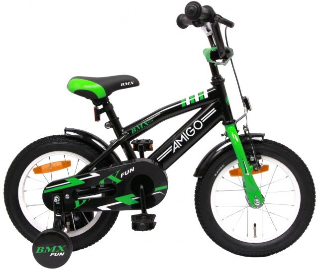 AMIGO BMX Fun 14 Inch 21 cm Jongens Terugtraprem Groen/Matzwart