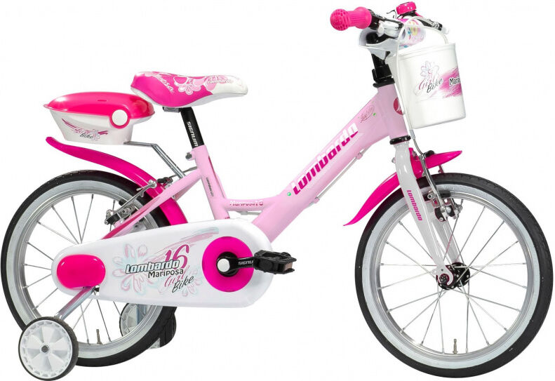 Lombardo Mariposa 16 Inch 23 cm Meisjes V Brake Wit/Roze