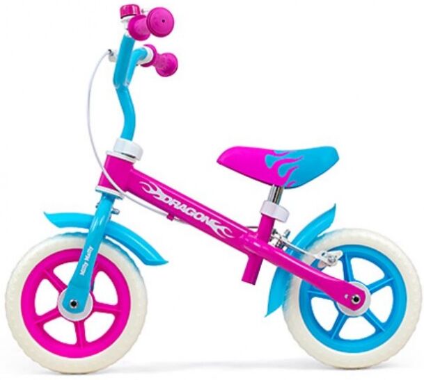 Milly Mally loopfiets Dragon 10 Inch Junior Knijprem Roze/Blauw