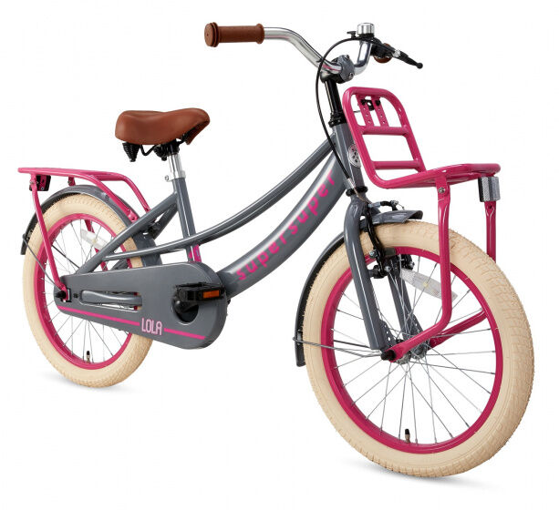 Supersuper Lola 18 Inch 28 cm Meisjes V Brakes Roze/Grijs