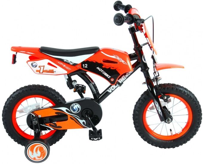 Volare Motorbike 12 Inch 21,5 cm Jongens Terugtraprem Zwart/Oranje