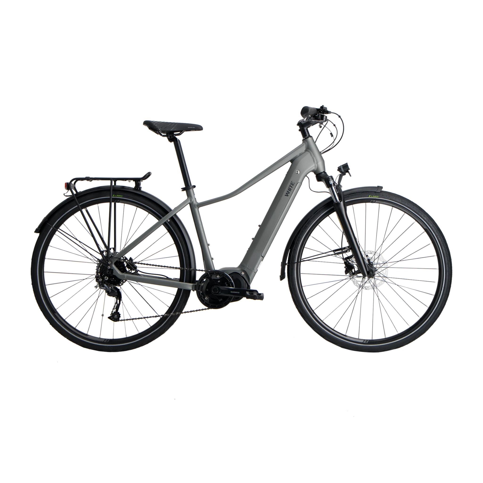 White E-Trekking 2.1 wmns 21, elsykkel, touring dame  46 cm Matte Gray