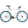 vidaXL Bicicleta de mudanças fixas 700c 59 cm branco e azul