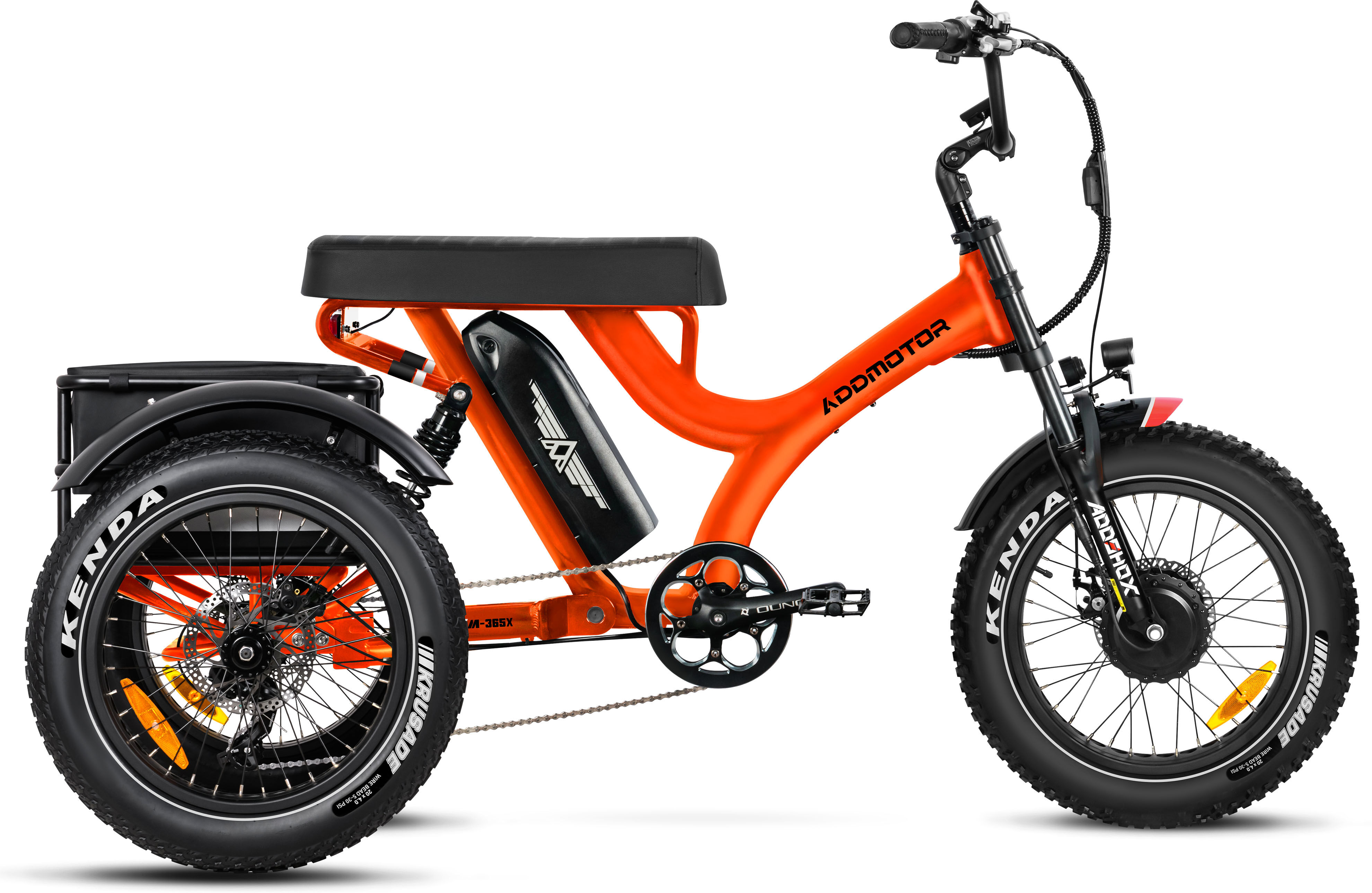 Addmotor Herotri M-365X Electric Trike for Adult with 48V*20AH Battery - Fat Tire 3 Wheel Etrike with Banana Seat - Orange