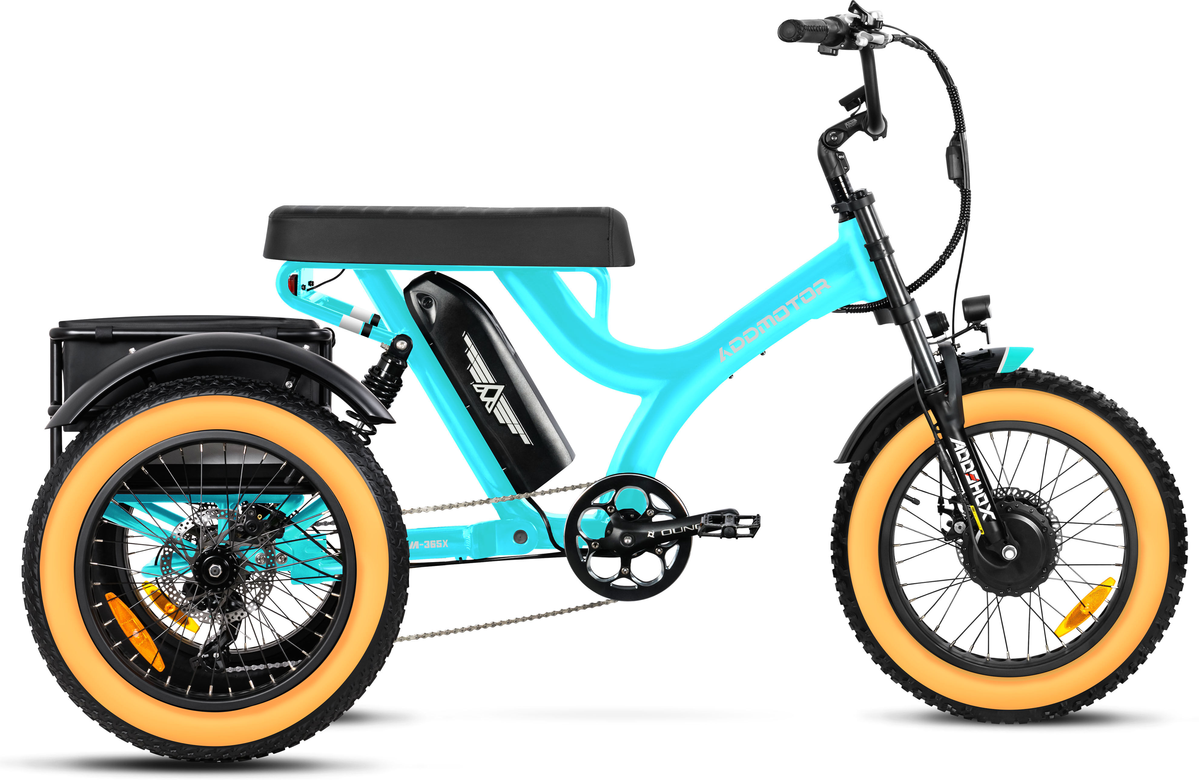 Addmotor Herotri M-365X Electric Trike for Adult 48V*20Ah UL-certified battery - Fat Tire Electric Tricycle with Banana Seat - Blue