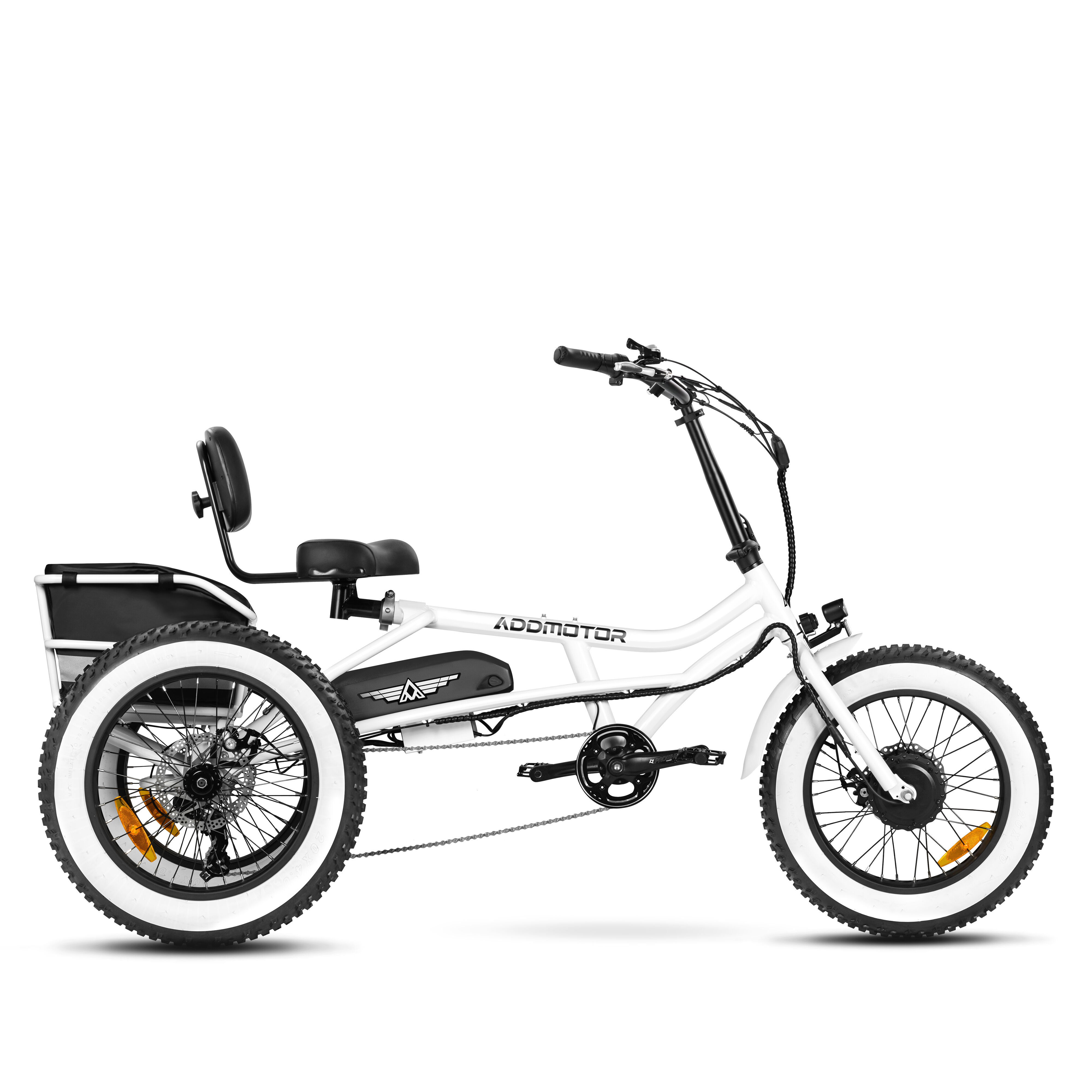 Addmotor M-360 3 Wheel Electric Bikes for Adult, Fat Tire and Long Range, Pearl White 2023 New Version