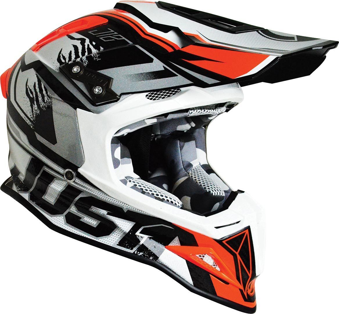 Just1 J12 Dominator Crosshelm Weiss Rot XS