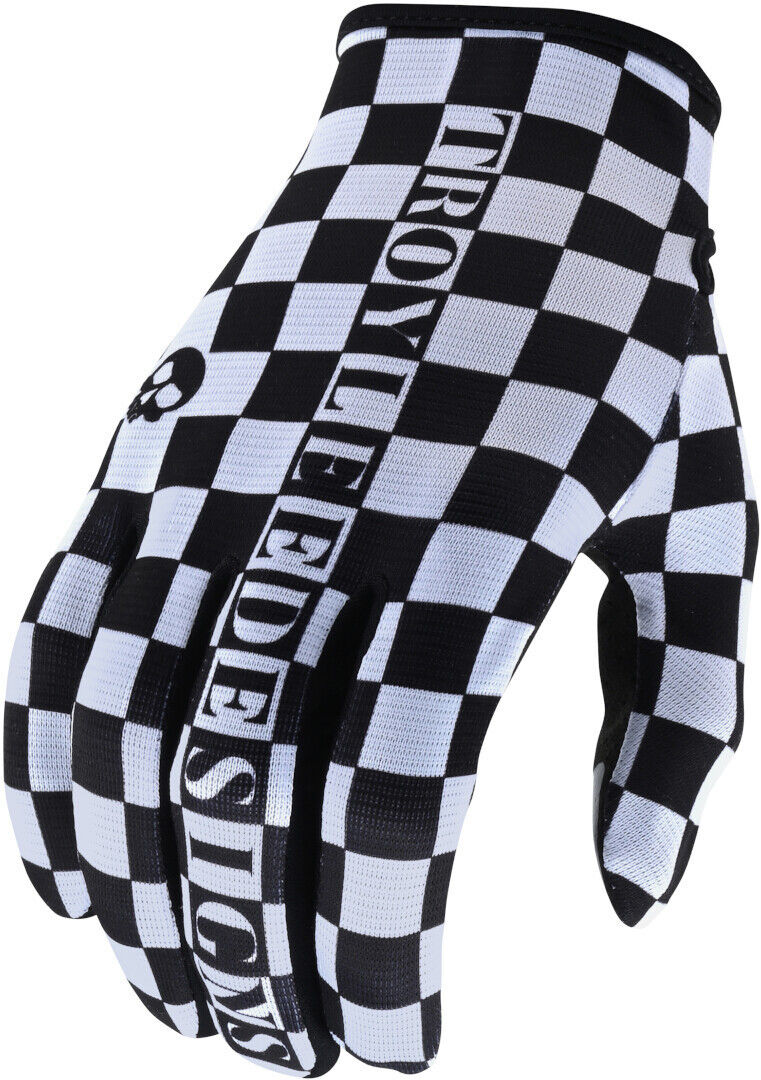 Troy Lee Designs Flowline Checkers Fahrradhandschuhe Schwarz Weiss 2XL