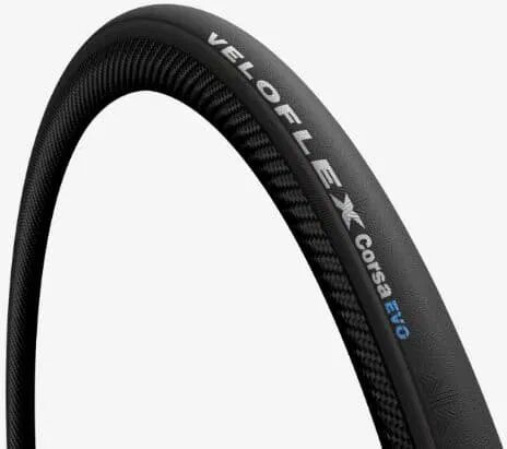 VELOFLEX Corsa EVO   700x23C (23-622)  Noir Tubetype Compressed Pes/Co corespun Natural rubber and silica exclusive compound RKB