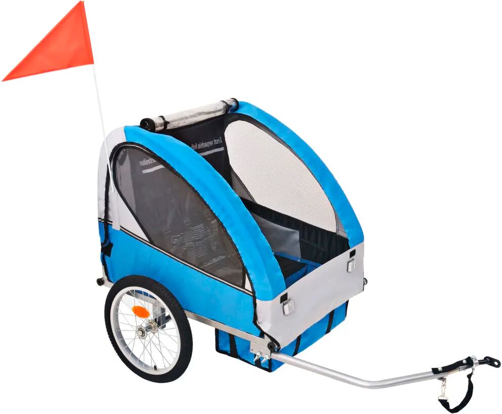 vidaXL Remorque de vélo pour enfants Gris et bleu 30 kg