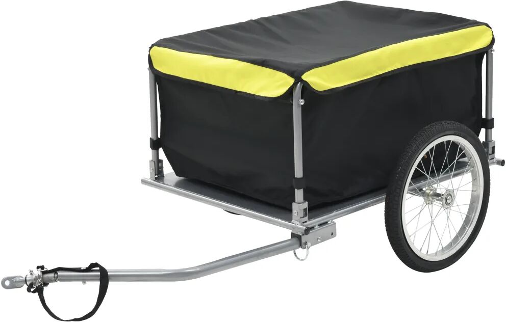 vidaXL Remorque de bicyclette Noir et jaune 65 kg