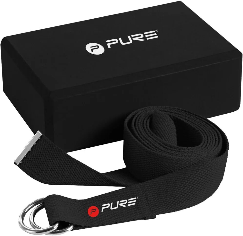 Pure2Improve Ensemble de bloc et sangle de yoga Noir