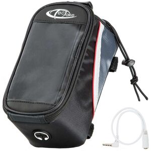 tectake Fahrradtasche mit Rahmen-Befestigung für Smartphones - 20,5 x 10 x 10,5 cm, schwarz/grau/rot