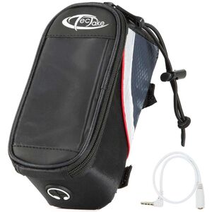 tectake Fahrradtasche mit Rahmen-Befestigung für Smartphones - 18 x 8,5 x 8,5 cm, schwarz/grau/rot