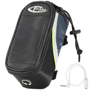 tectake Fahrradtasche mit Rahmen-Befestigung für Smartphones - 18 x 8,5 x 8,5 cm, schwarz/grau/grün