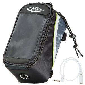 tectake Fahrradtasche mit Rahmen-Befestigung für Smartphones - 20,5 x 10 x 10,5 cm, schwarz/grau/grün